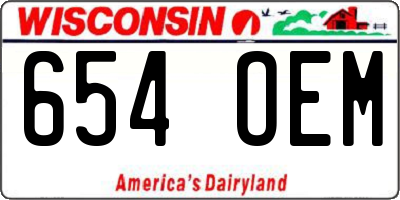 WI license plate 654OEM