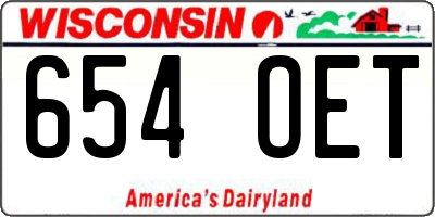 WI license plate 654OET