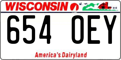 WI license plate 654OEY