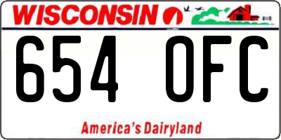 WI license plate 654OFC