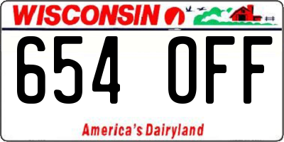 WI license plate 654OFF