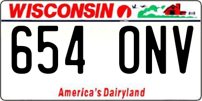 WI license plate 654ONV