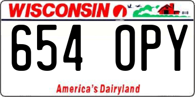 WI license plate 654OPY