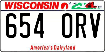 WI license plate 654ORV