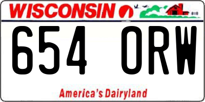 WI license plate 654ORW