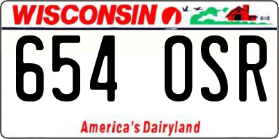 WI license plate 654OSR