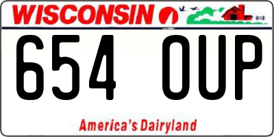WI license plate 654OUP