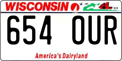 WI license plate 654OUR