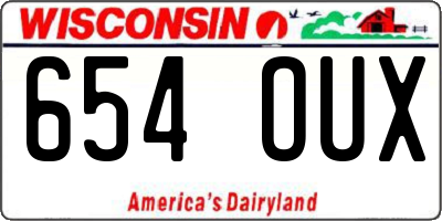 WI license plate 654OUX