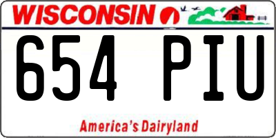 WI license plate 654PIU