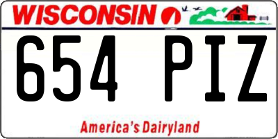 WI license plate 654PIZ