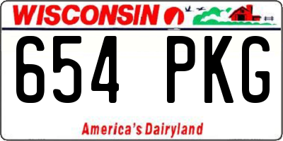 WI license plate 654PKG