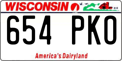 WI license plate 654PKO