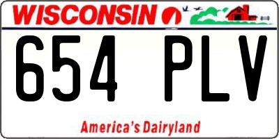 WI license plate 654PLV