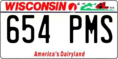 WI license plate 654PMS