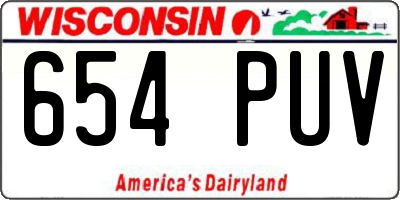 WI license plate 654PUV