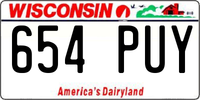 WI license plate 654PUY