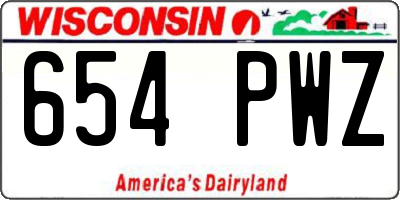 WI license plate 654PWZ