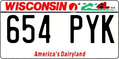 WI license plate 654PYK