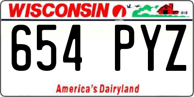 WI license plate 654PYZ