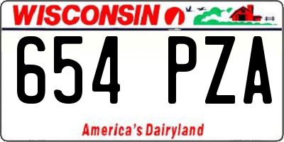 WI license plate 654PZA