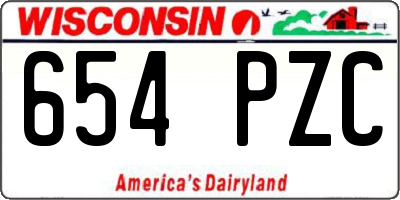 WI license plate 654PZC