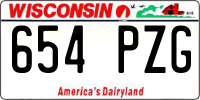 WI license plate 654PZG