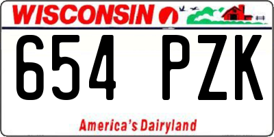 WI license plate 654PZK