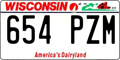 WI license plate 654PZM