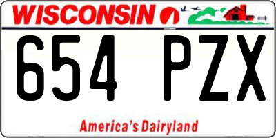 WI license plate 654PZX