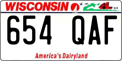 WI license plate 654QAF