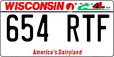 WI license plate 654RTF