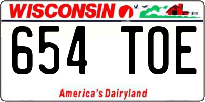WI license plate 654TOE