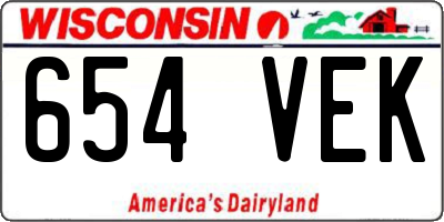 WI license plate 654VEK