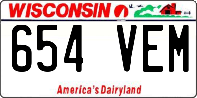 WI license plate 654VEM