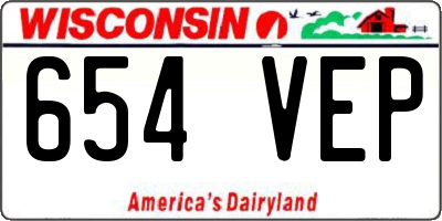 WI license plate 654VEP