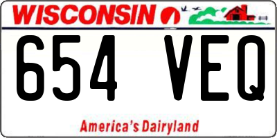 WI license plate 654VEQ
