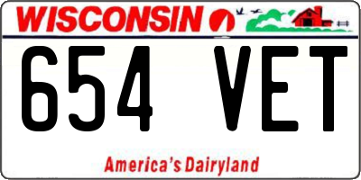 WI license plate 654VET