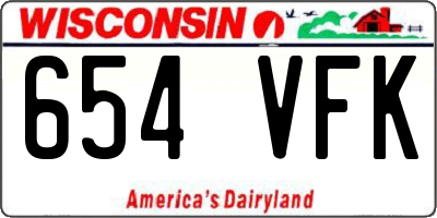 WI license plate 654VFK