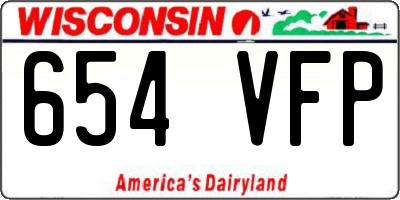 WI license plate 654VFP