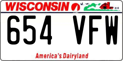 WI license plate 654VFW