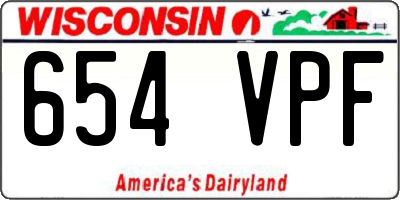 WI license plate 654VPF
