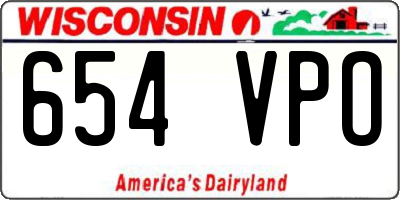 WI license plate 654VPO