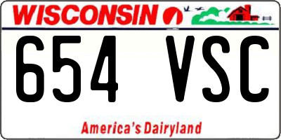 WI license plate 654VSC