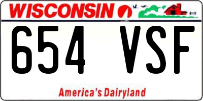 WI license plate 654VSF