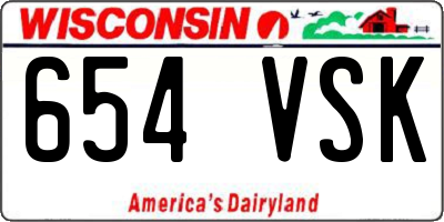 WI license plate 654VSK