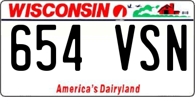 WI license plate 654VSN