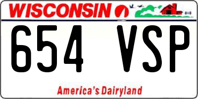 WI license plate 654VSP