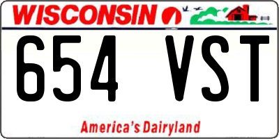 WI license plate 654VST
