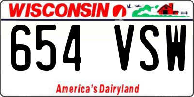 WI license plate 654VSW